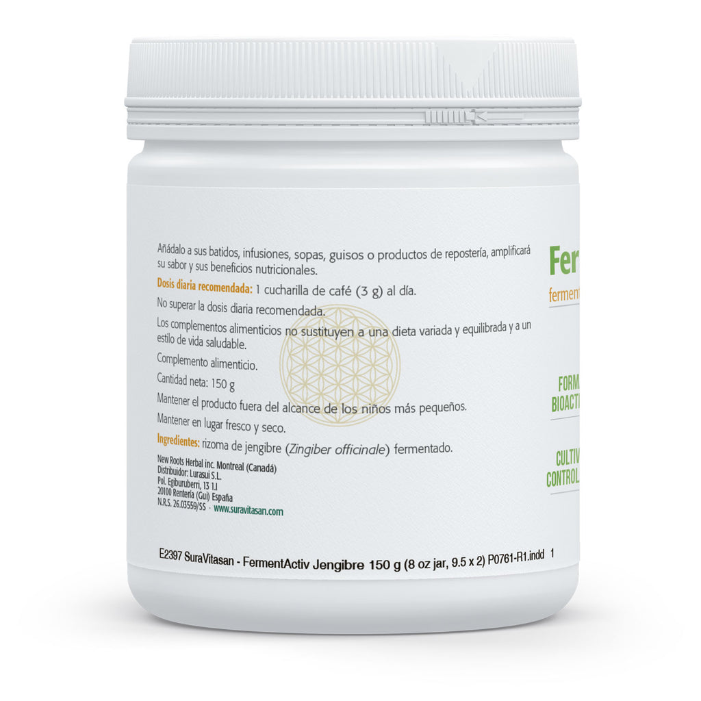 Composición y etiquetado de FermentActiv Jengibre de Sura Vitasan – ficha 2