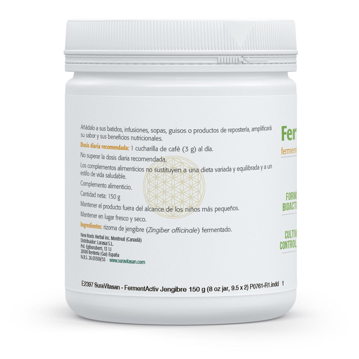 Composición y etiquetado de FermentActiv Jengibre de Sura Vitasan – ficha 2