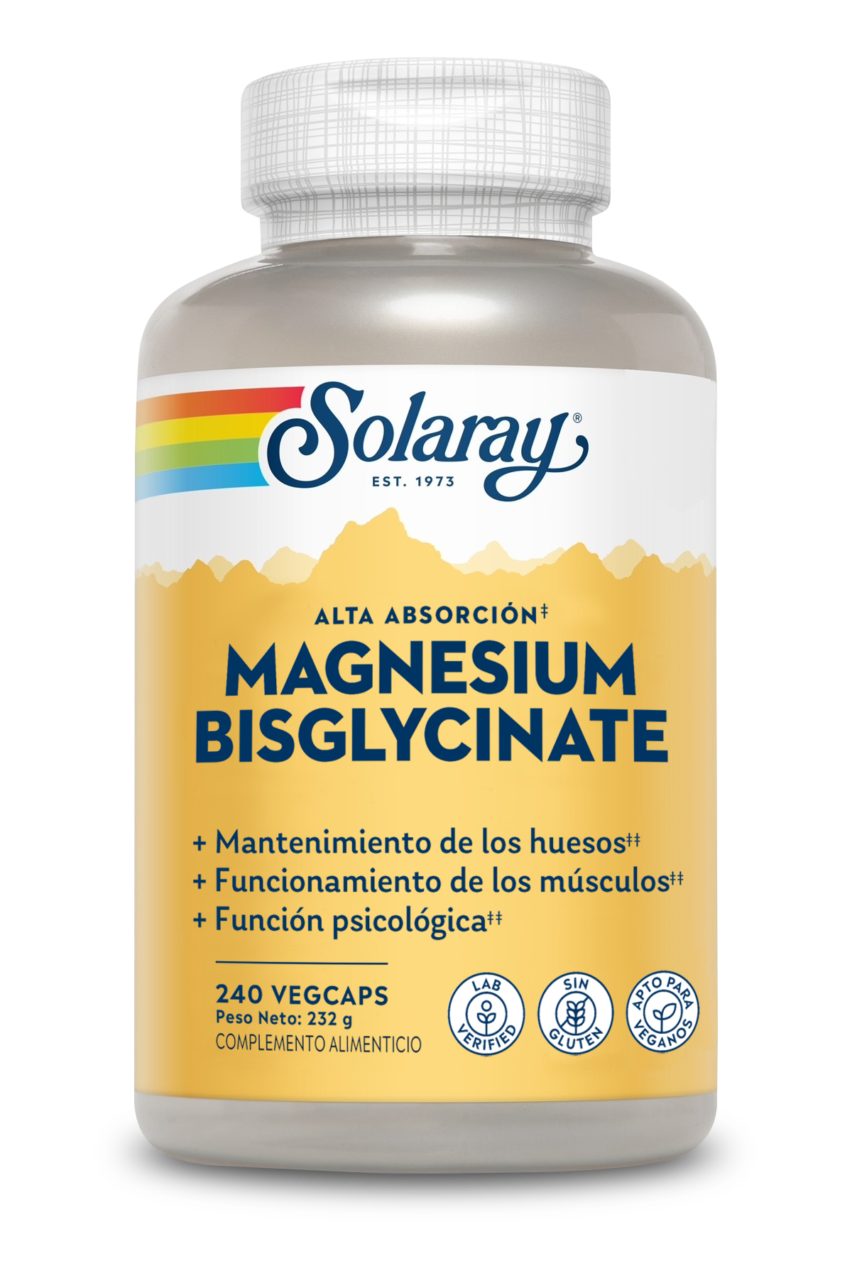 Solaray Magnesio Bisglicinato, envase de 240 cápsulas vegetales