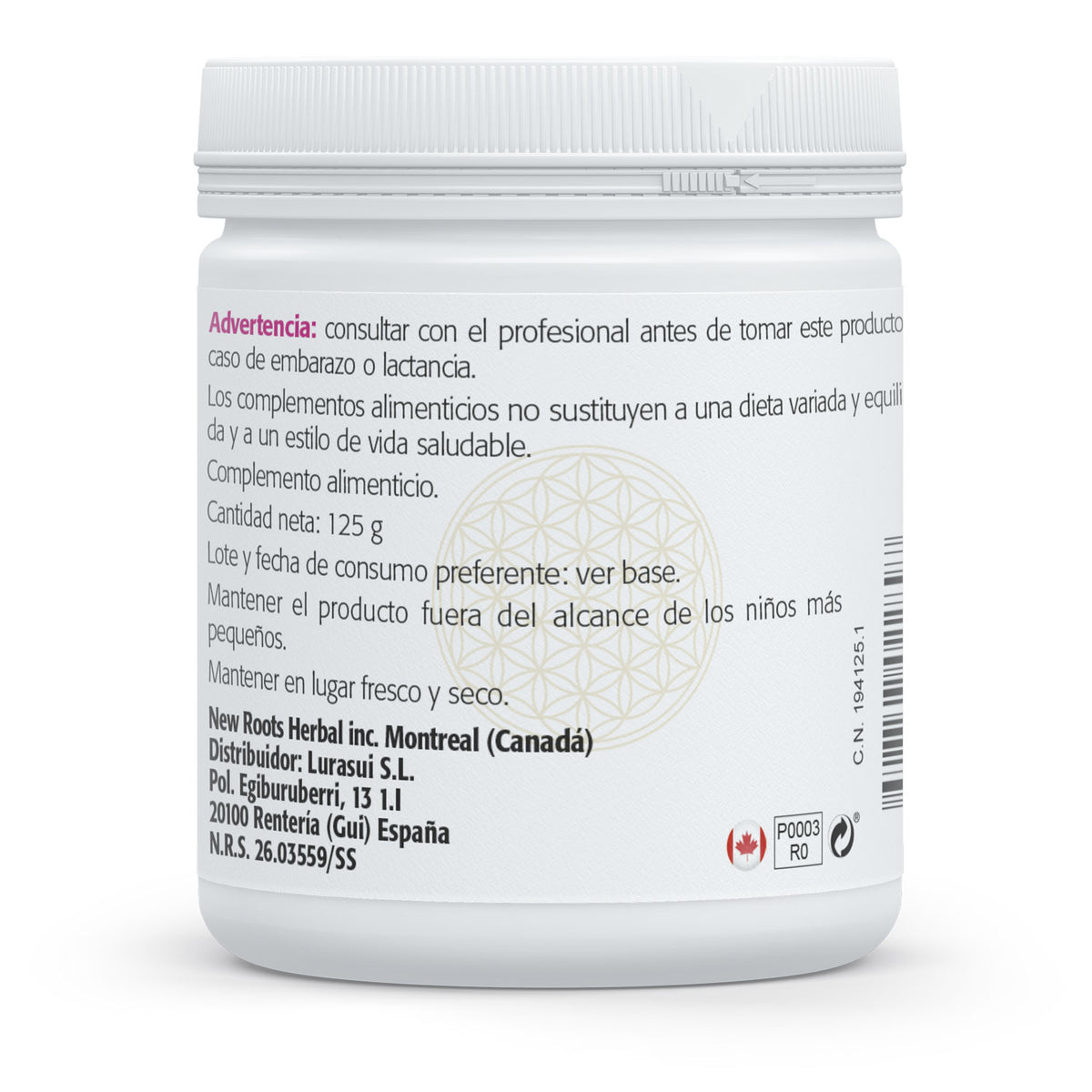 Composición y etiquetado de Inositol en polvo de Sura Vitasan