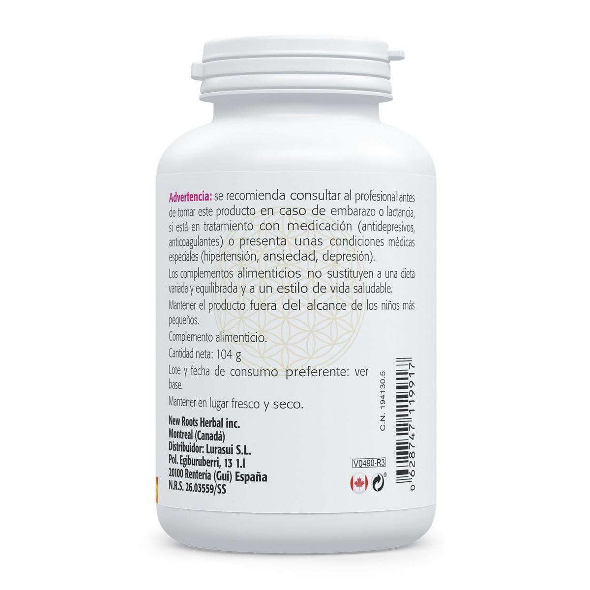 Sura Vitasan Maca raíz de maca Lepidium meyenii 750 mg por cápsula – 120 cápsulas – detalle de la fórmula