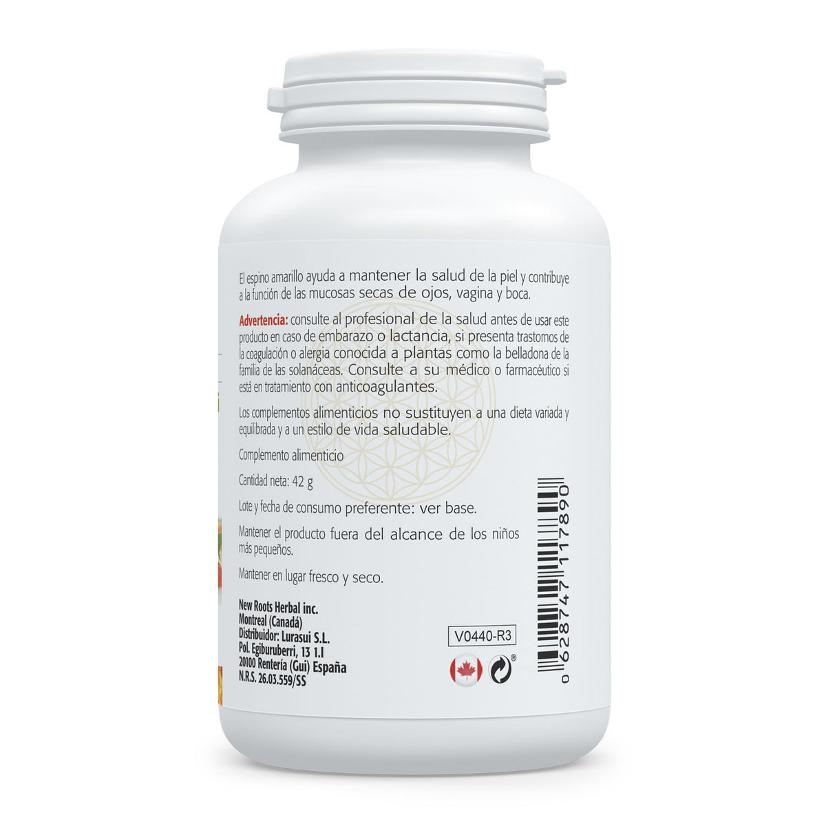 Sura Vitasan Omega 7+ aceite de espino amarillo y semilla de goji – 30 perlas – detalle de la fórmula