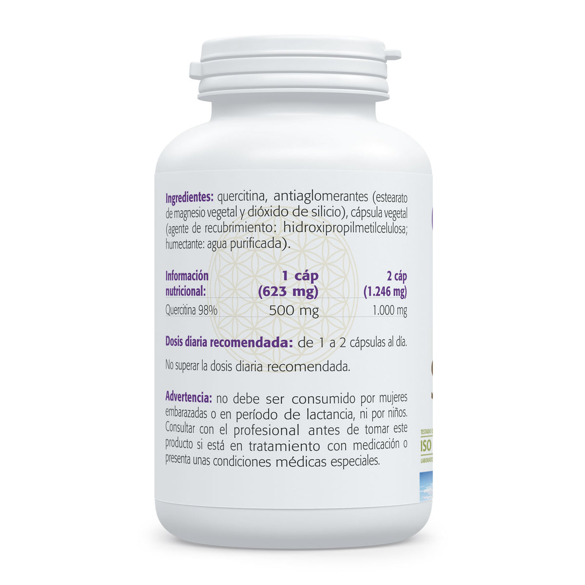Sura Vitasan Quercitin 98 quercitina 500 mg por cápsula vegetal – 90 cápsulas – detalle de la fórmula 3