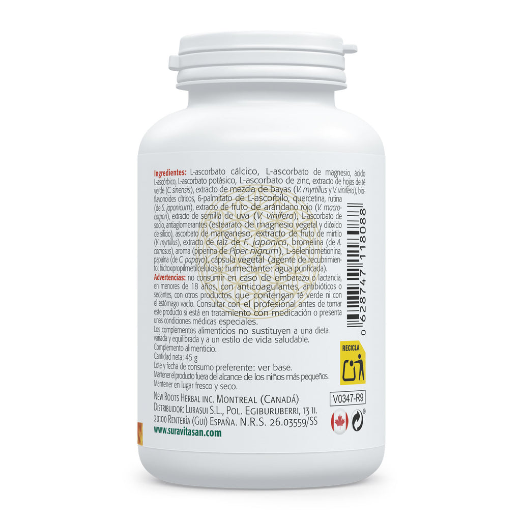 Composición y etiquetado de Vitamina C8 Complex de Sura Vitasan – vista 2