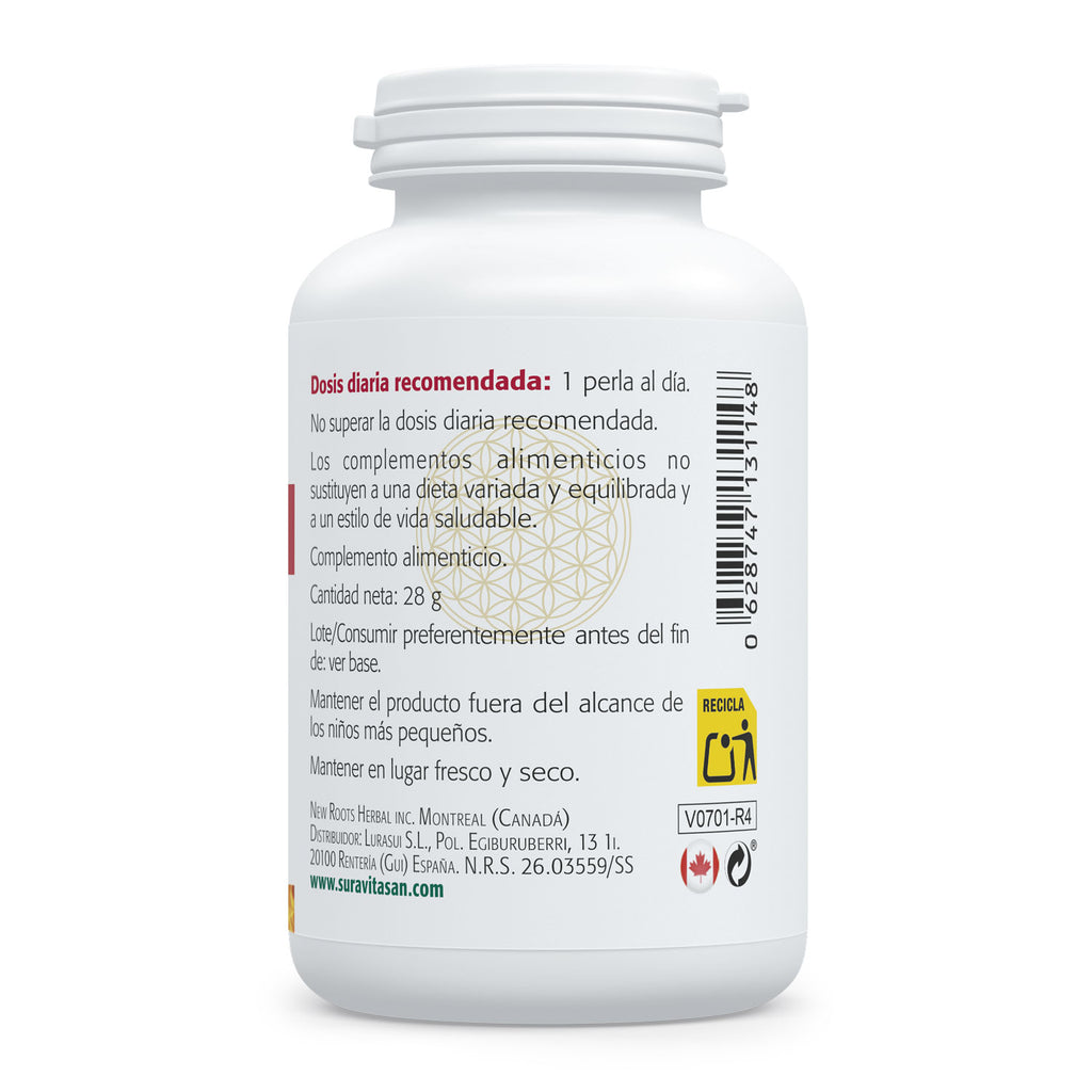 Vitamina D3 1.000 UI perlas de Sura Vitasan: etiqueta con la información de la fórmula