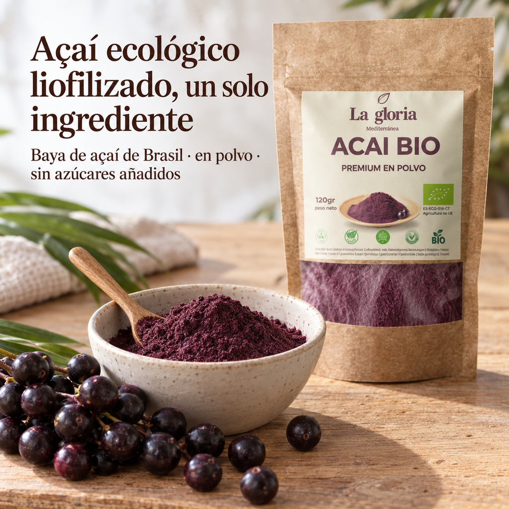 Açaí ecológico liofilizado en polvo, un solo ingrediente – La Gloria Mediterránea
