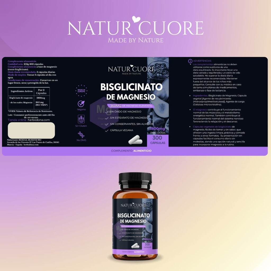 Bisglicinato de magnesio puro elemental Naturcuore