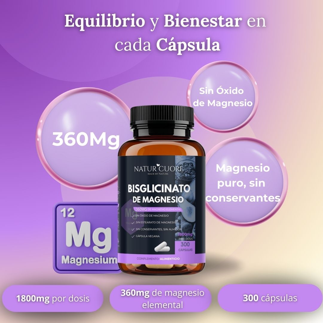Bisglicinato de magnesio puro elemental Naturcuore