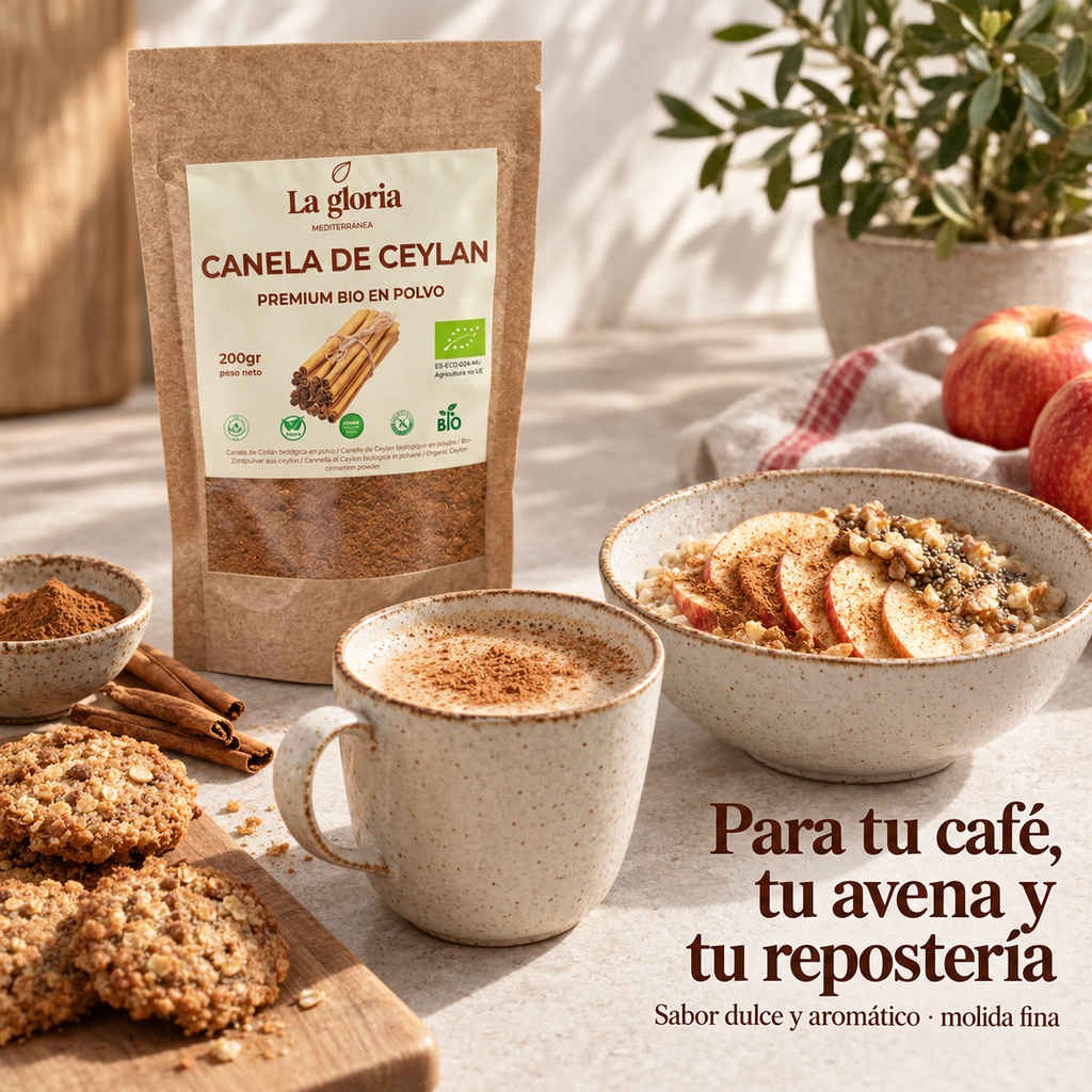Canela de Ceilán en polvo para café, avena y repostería – La Gloria Mediterránea