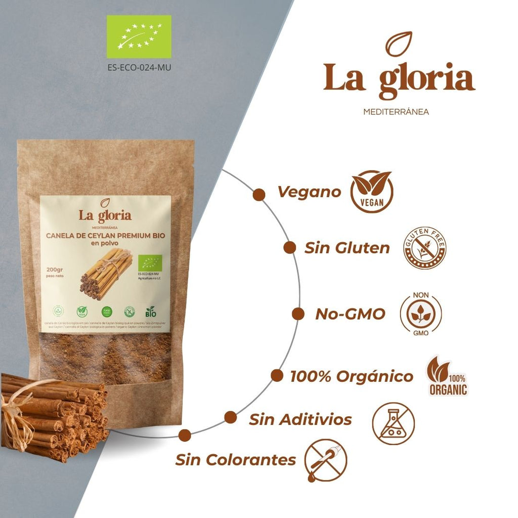 Canela de Ceylán en polvo ecológica La Gloria Mediterránea