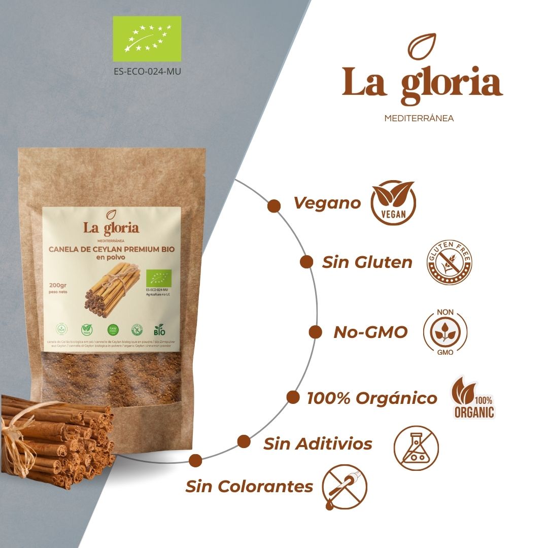 Canela de Ceylán en polvo ecológica La Gloria Mediterránea