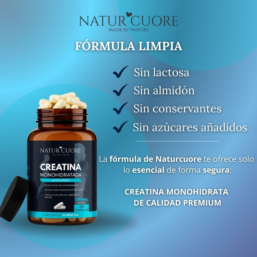 Creatina monohidratada en cápsulas veganas Naturcuore