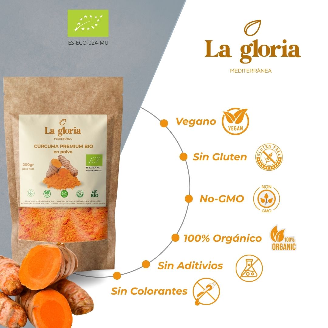 Cúrcuma ecológica en polvo alta en curcumina La Gloria Mediterránea