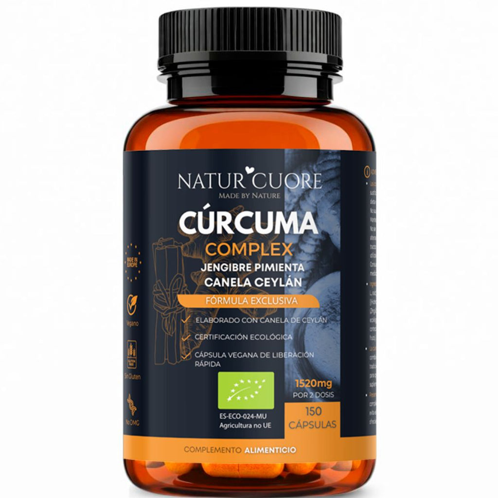 Cúrcuma orgánica complex con jengibre, pimienta negra y canela Ceylán Naturcuore