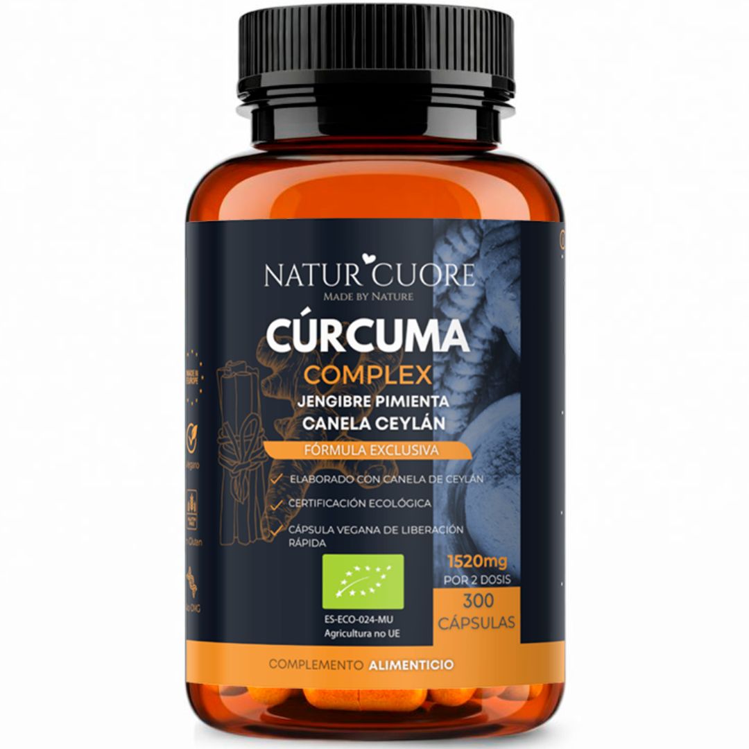 Cúrcuma orgánica complex con jengibre, pimienta negra y canela Ceylán Naturcuore