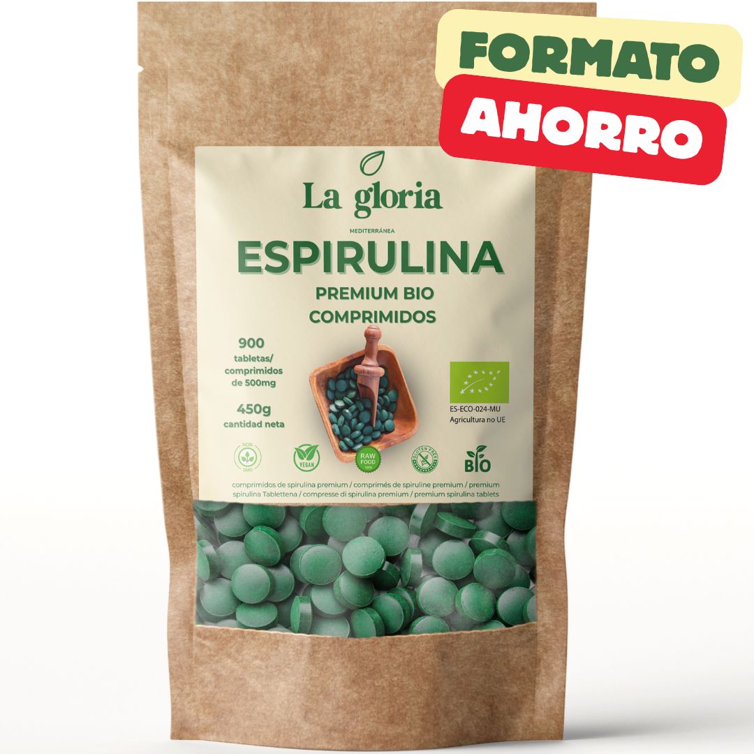 Espirulina ecológica en comprimidos La Gloria Mediterránea, bolsa de 900 comprimidos, 450 g