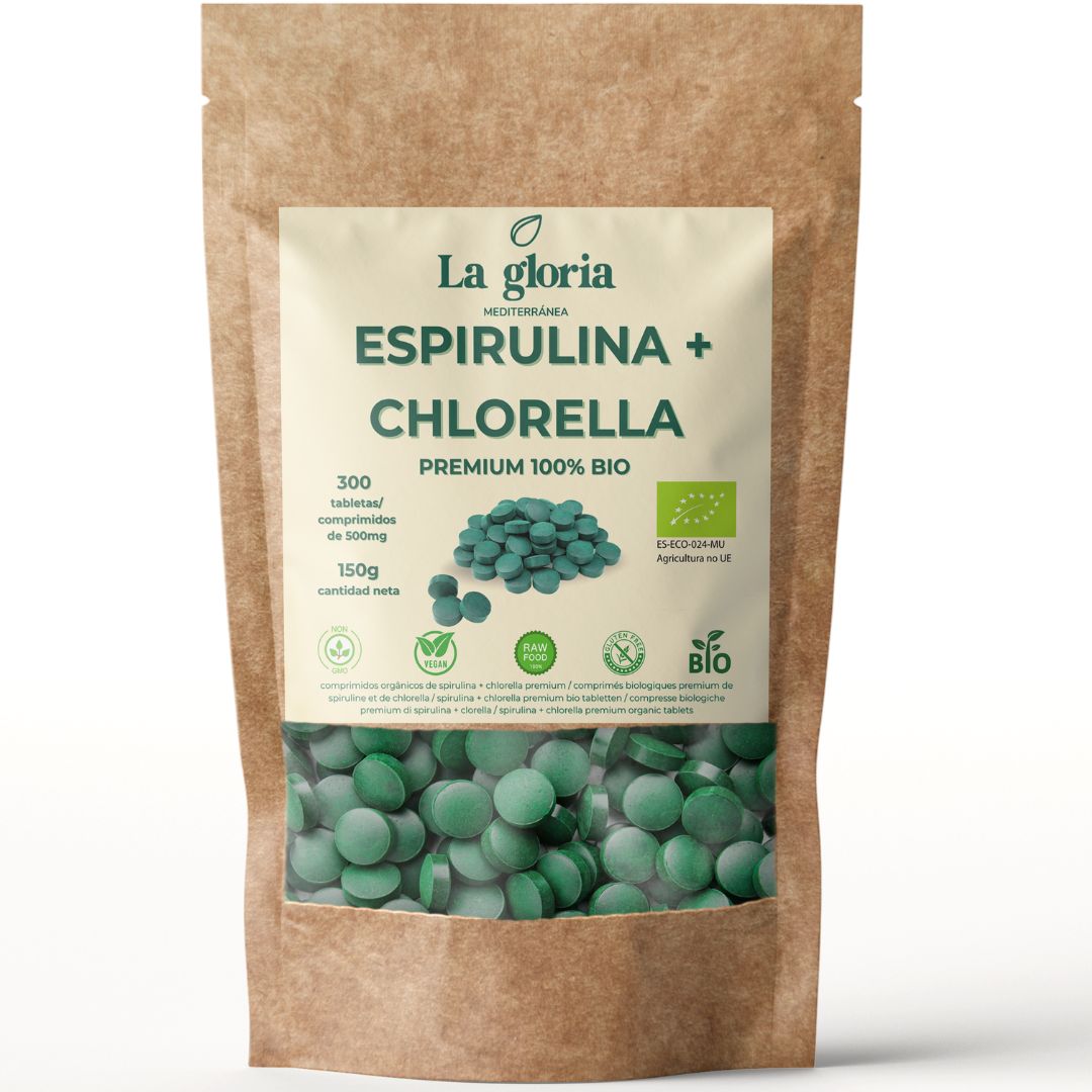 Espirulina + Chlorella en comprimidos ecológicos La Gloria Mediterránea
