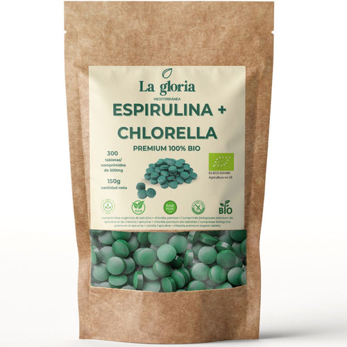 Espirulina + Chlorella en comprimidos ecológicos La Gloria Mediterránea