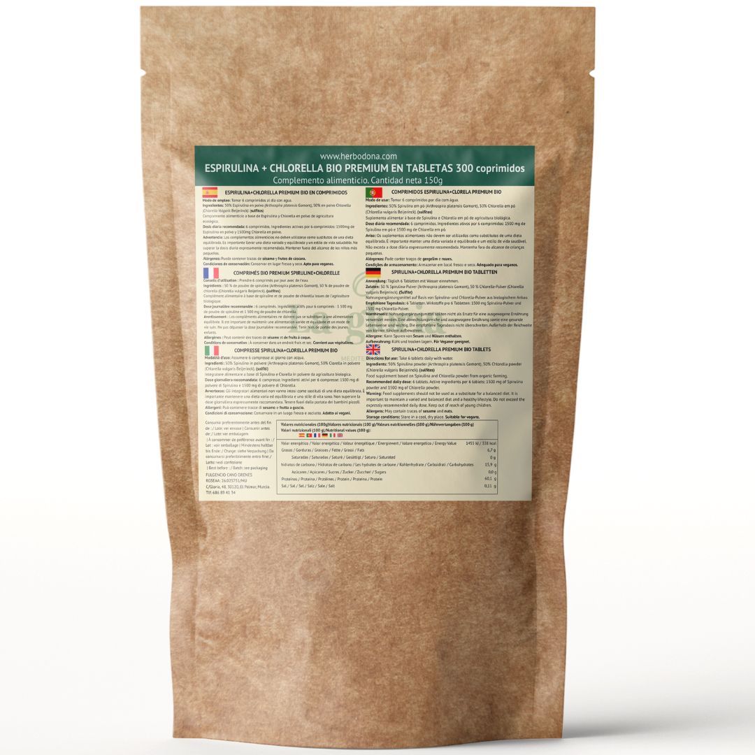 Espirulina + Chlorella en comprimidos ecológicos La Gloria Mediterránea