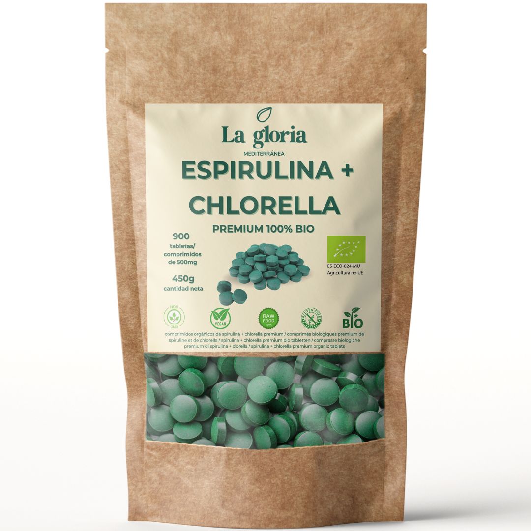 Espirulina + Chlorella en comprimidos ecológicos La Gloria Mediterránea