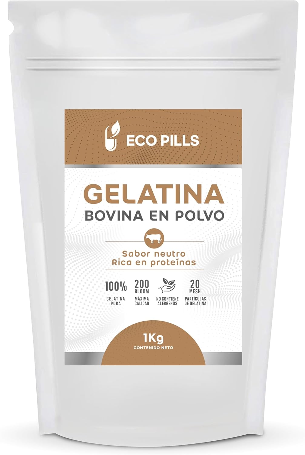 Gelatina bovina en polvo sin sabor 200 Bloom Eco Pills