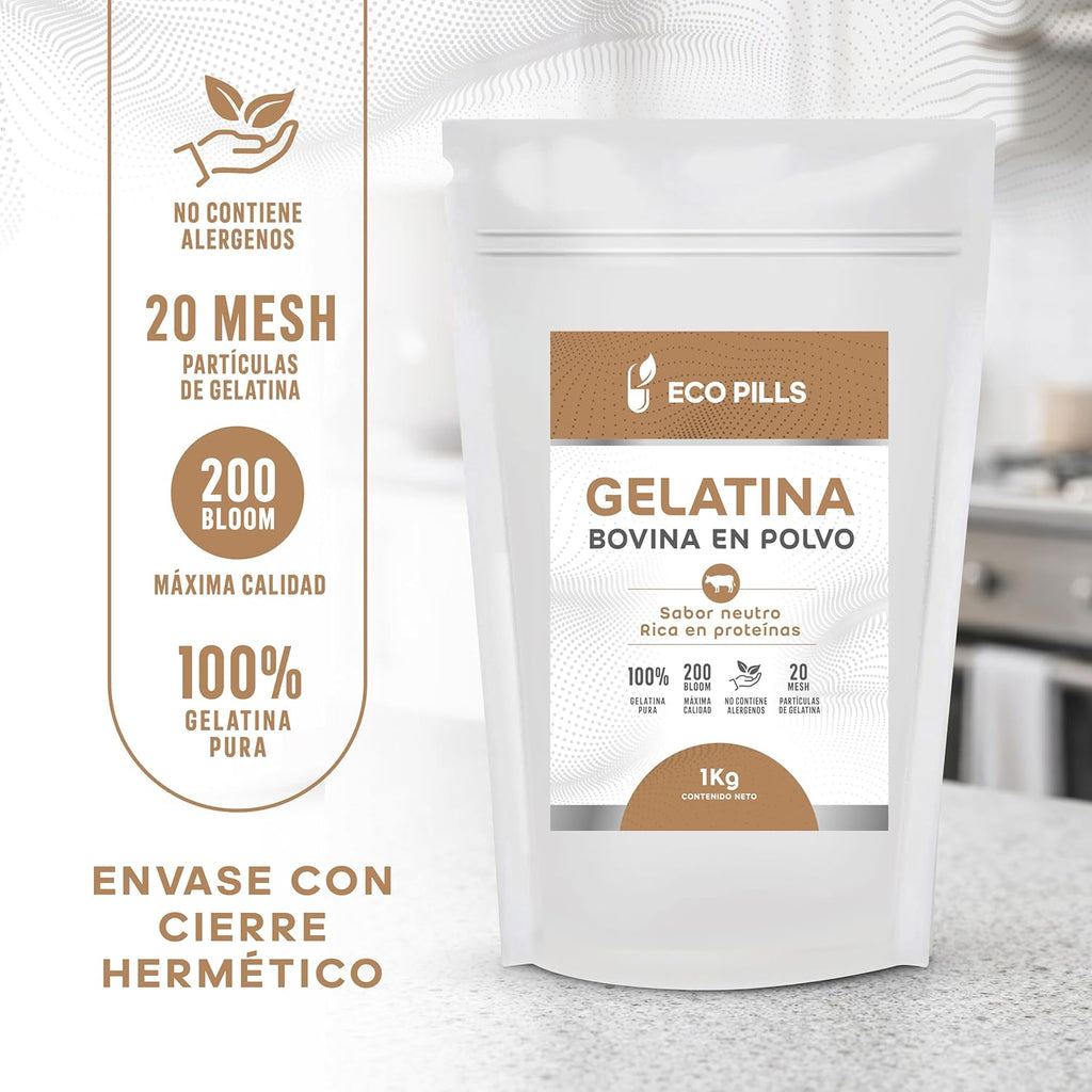 Gelatina bovina en polvo sin sabor 200 Bloom Eco Pills