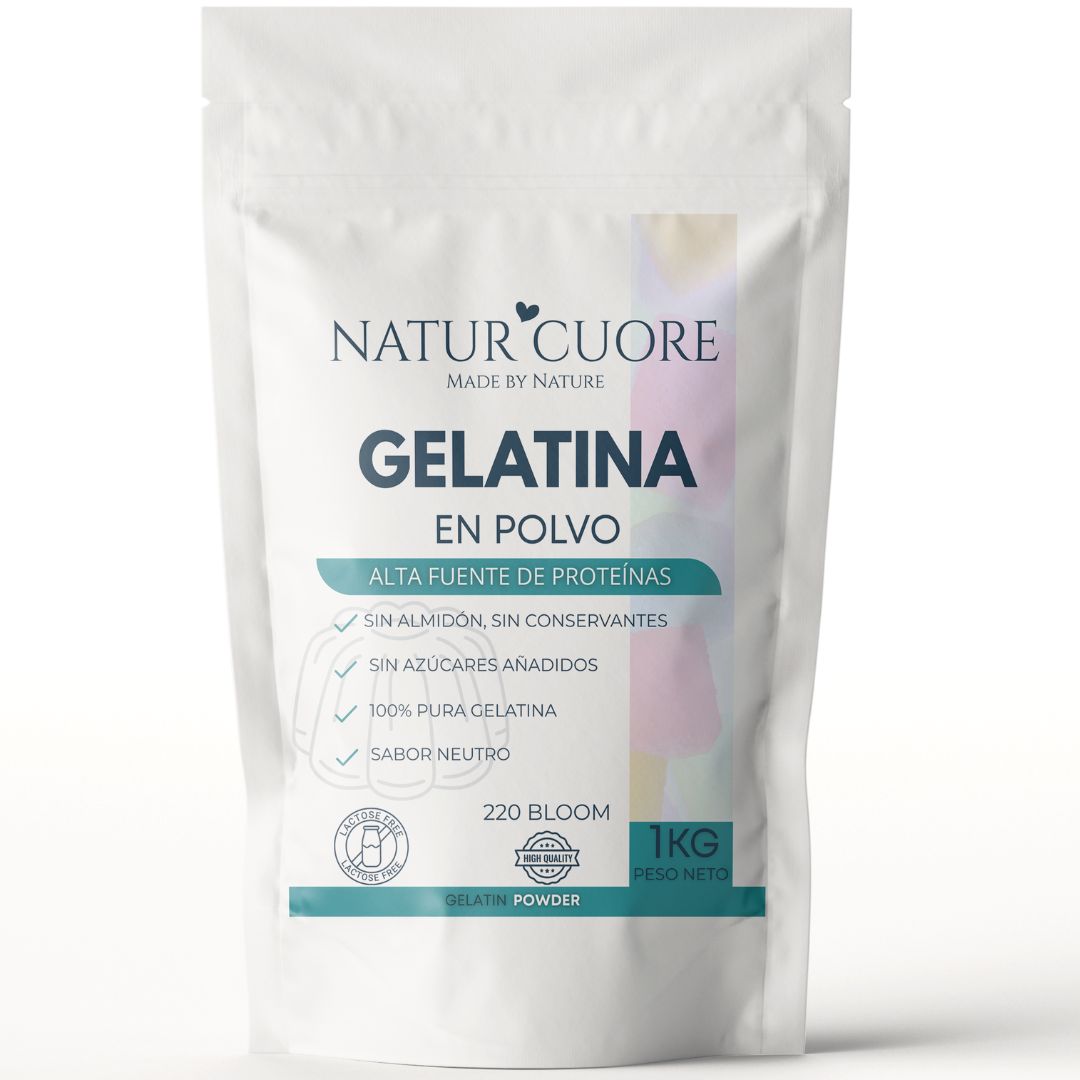 Gelatina en Polvo 220 Bloom NaturCuore 1kg - envase frontal