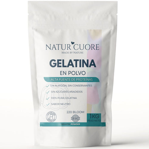 Gelatina en Polvo 220 Bloom NaturCuore 1kg - envase frontal