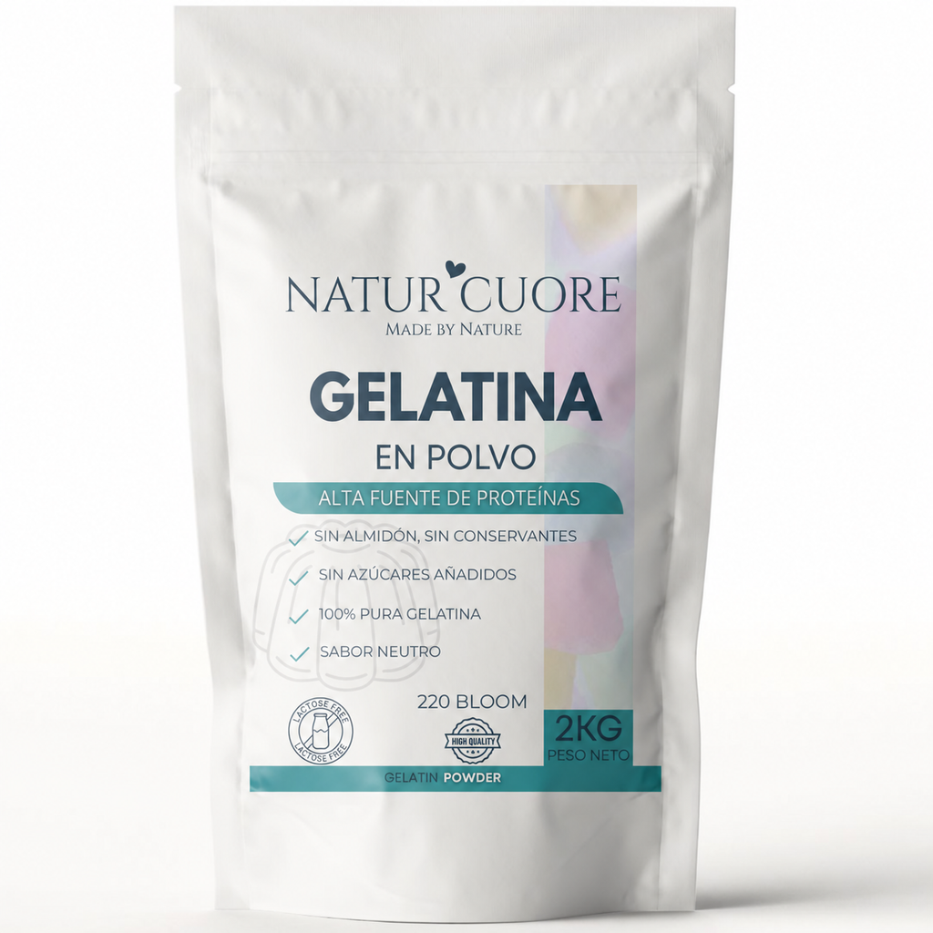 Gelatina en Polvo 220 Bloom NaturCuore 2 kg - envase frontal