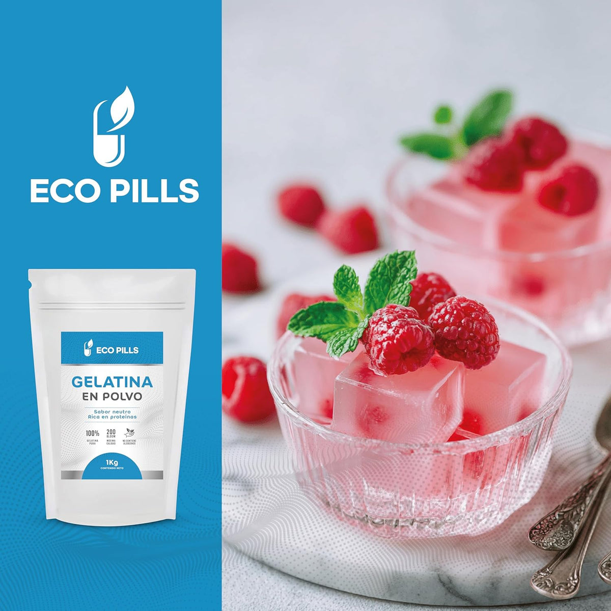 Gelatina en polvo sin sabor 220 Bloom Eco Pills