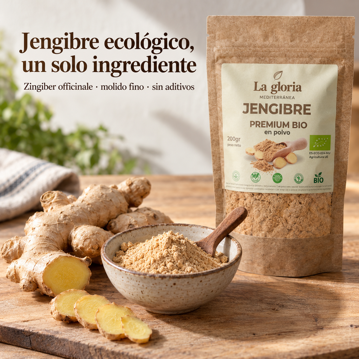 Jengibre ecológico en polvo, un solo ingrediente (Zingiber officinale) – La Gloria Mediterránea