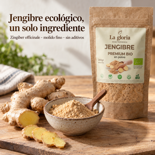 Jengibre ecológico en polvo, un solo ingrediente (Zingiber officinale) – La Gloria Mediterránea