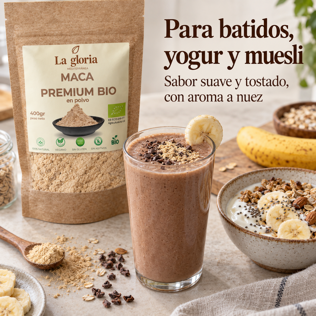 Maca en polvo para batidos, yogur y muesli – La Gloria Mediterránea