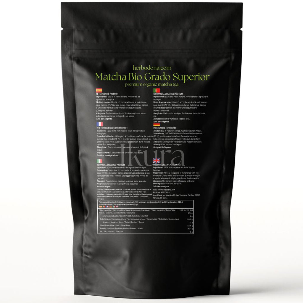 Matcha Bio Grado Superior IKURA 80g, té matcha japonés ecológico en polvo