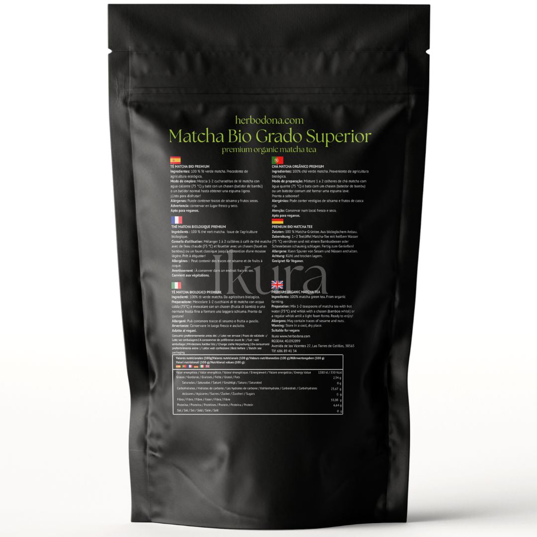 Matcha Bio Grado Superior IKURA 80g, té matcha japonés ecológico en polvo