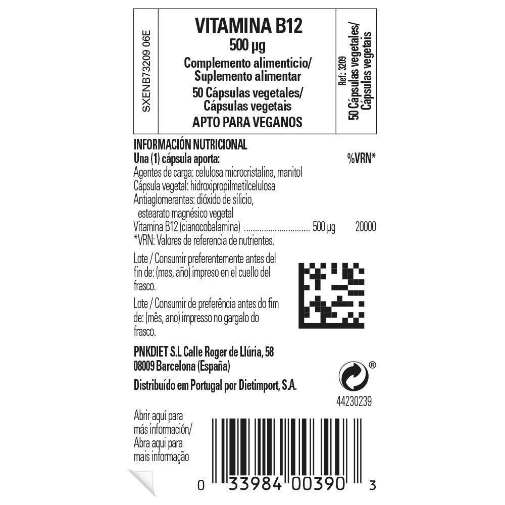 Vitamina B12 500 µg de Solgar, foto 4 del producto (envase o etiqueta)