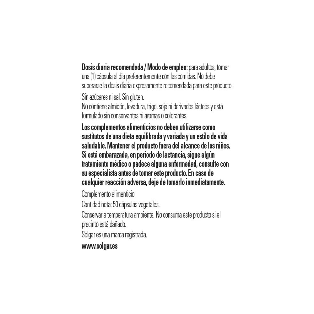 Vitamina B12 500 µg de Solgar, foto 5 del producto (envase o etiqueta)