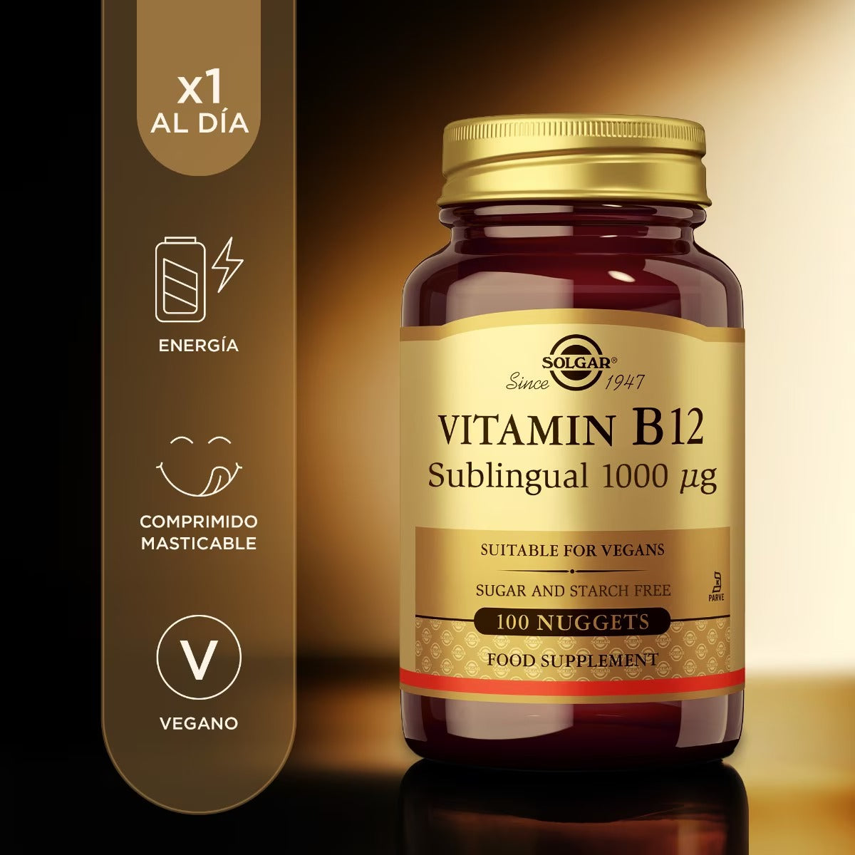 Solgar Vitamina B12 1000 µg – 100 comprimidos sublinguales / masticables – imagen 3