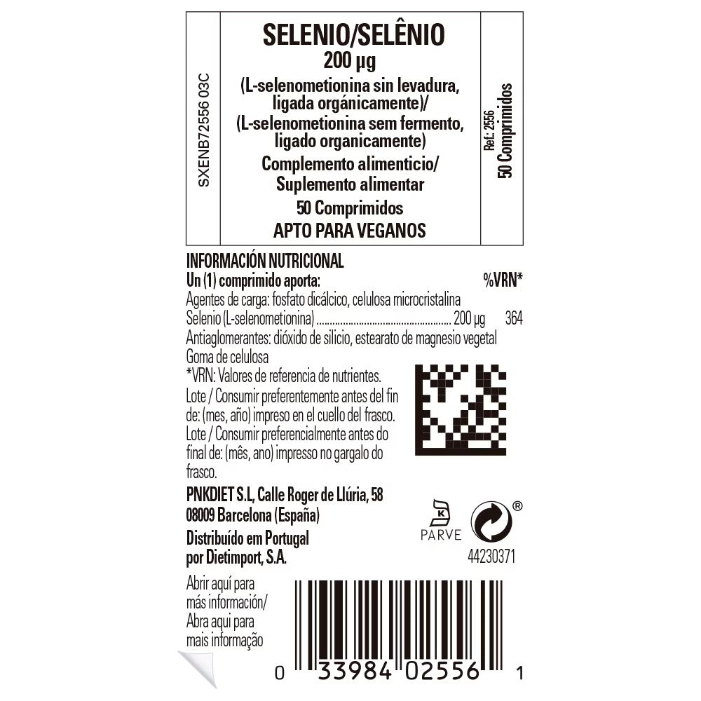 Selenio 200 µg sin levadura de Solgar, foto 2 del producto (envase o etiqueta)