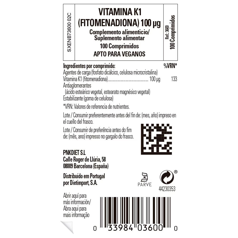 Vitamina K1 100 µg de Solgar, foto 2 del producto (envase o etiqueta)