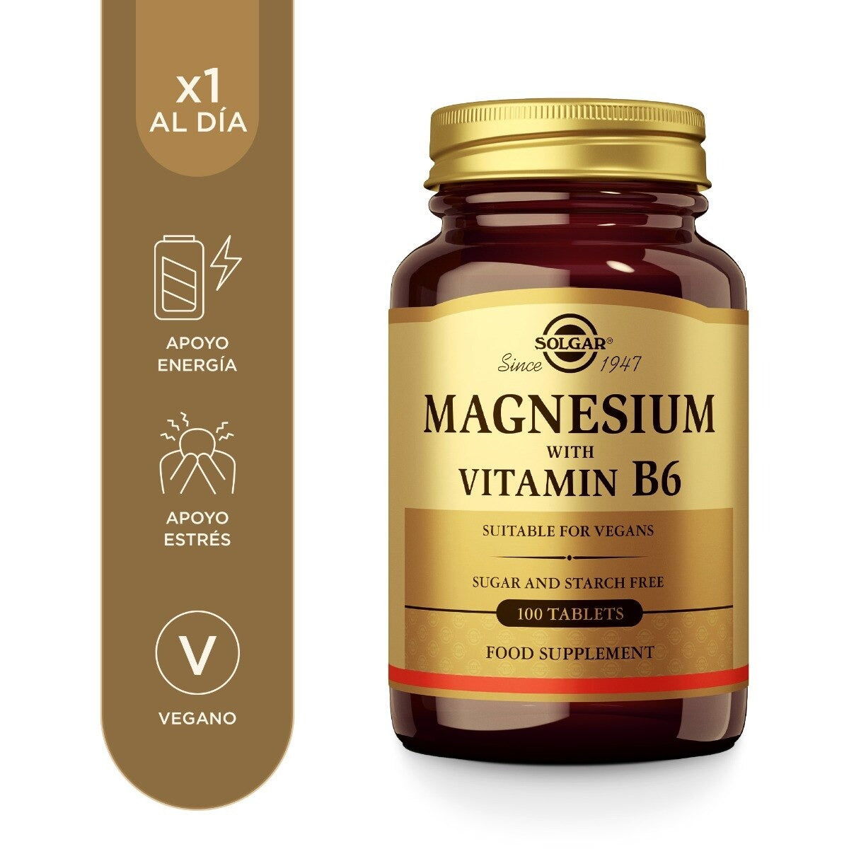 Magnesio con vitamina B6 de Solgar, 100 comprimidos, foto 5 del producto (envase o etiqueta)