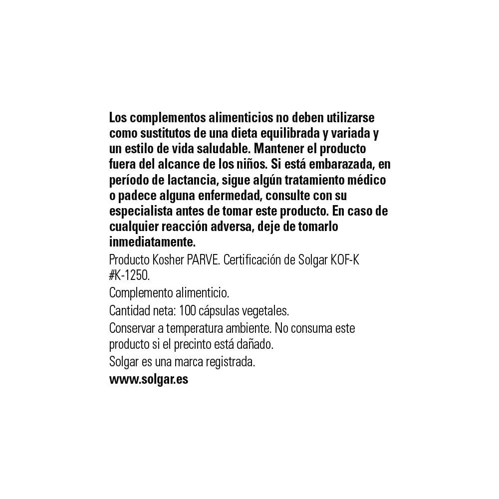 Colina 350 mg de Solgar, foto 3 del producto (envase o etiqueta)