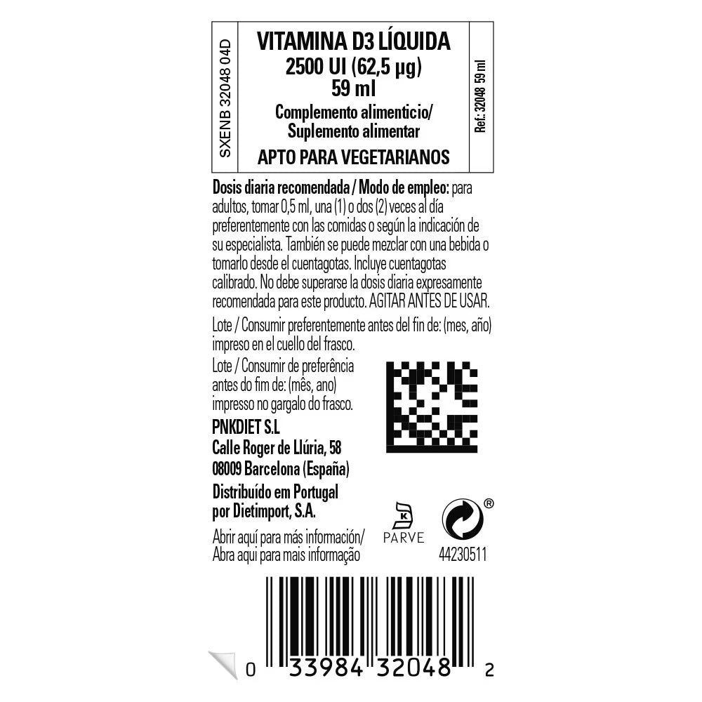 Vitamina D3 líquida 2500 UI de Solgar, foto 4 del producto (envase o etiqueta)