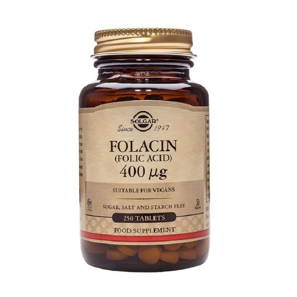 Envase de Ácido fólico 400 µg de Solgar, vista principal del producto