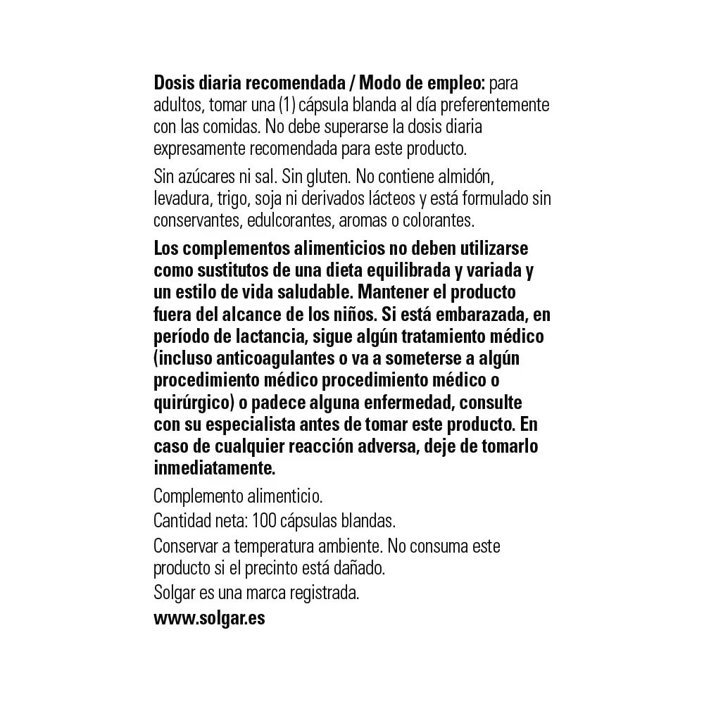 Vitamina D3 400 UI de Solgar: detalle de la etiqueta y modo de empleo