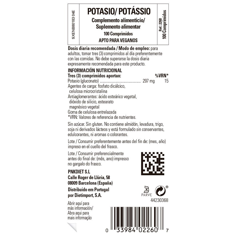 Potasio gluconato de Solgar, foto 2 del producto (envase o etiqueta)