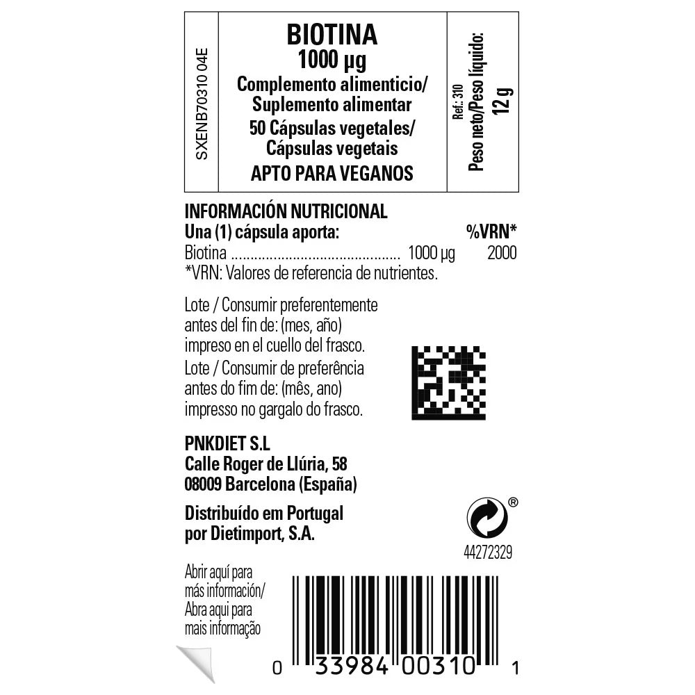 Solgar Biotina 1000 µg – 50 cápsulas – imagen 3