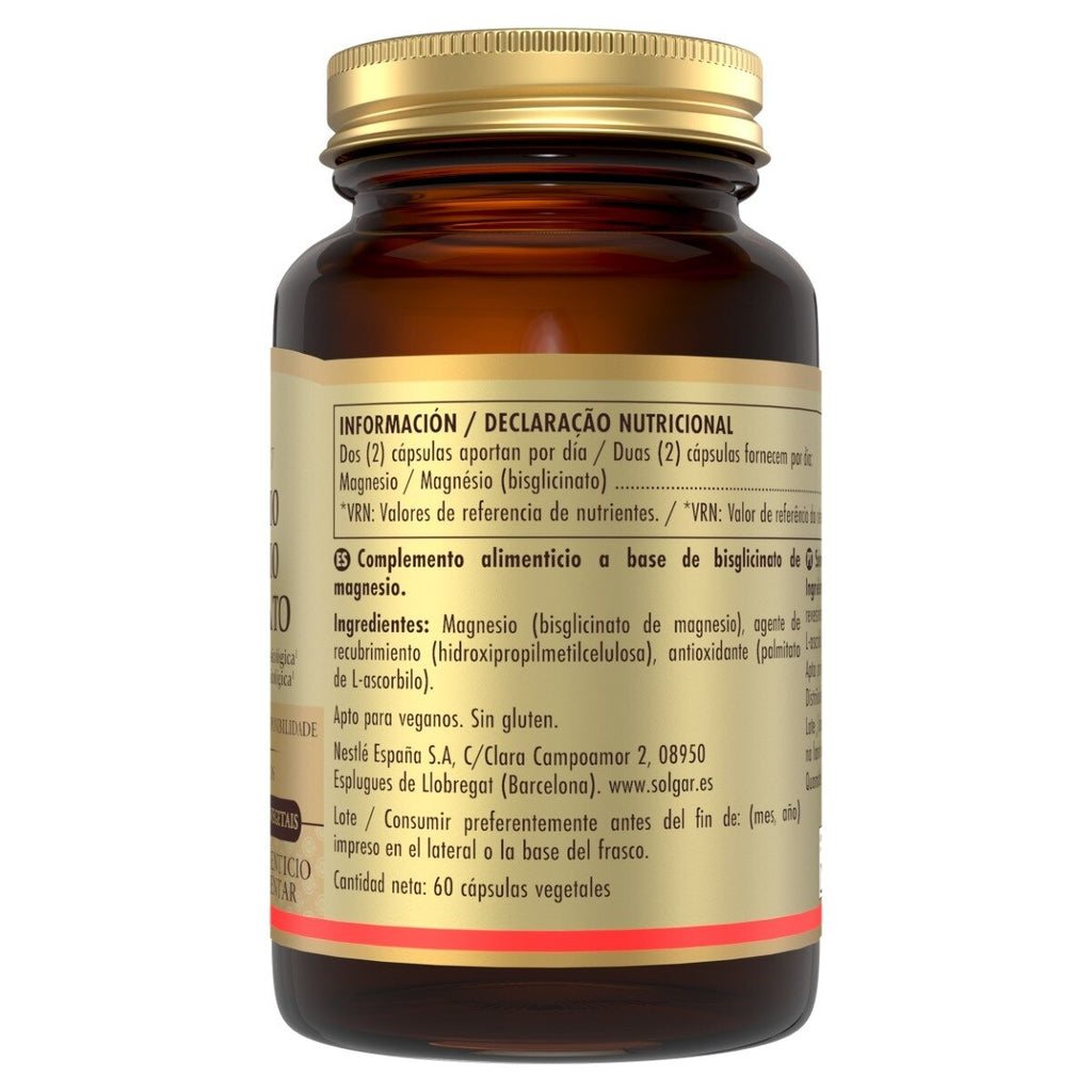 Magnesio bisglicinato de Solgar, foto 6 del producto (envase o etiqueta)