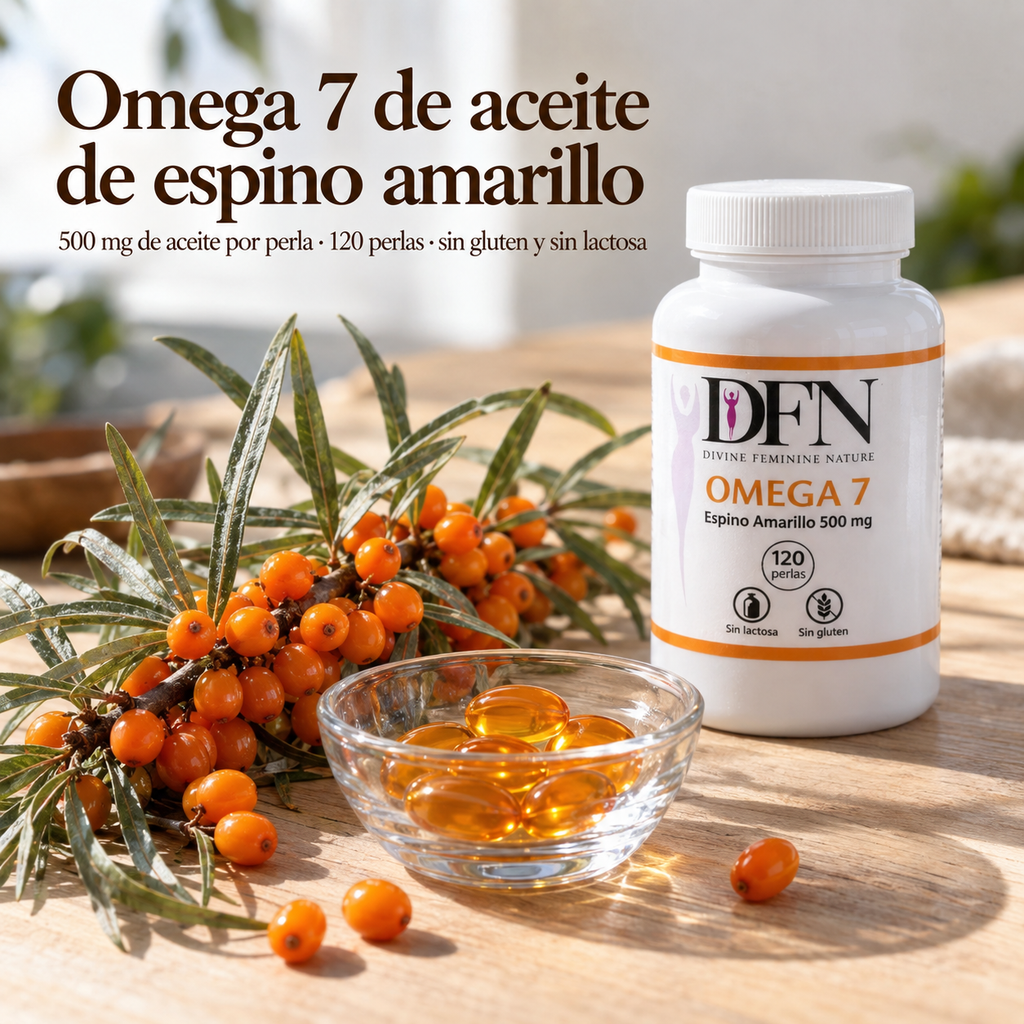 Omega 7 DFN de aceite de espino amarillo, 500 mg por perla, 120 perlas