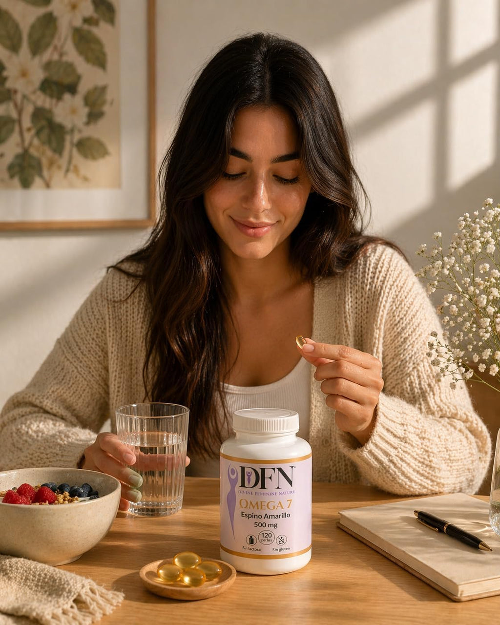 Omega 7 espino amarillo 500 mg perlas Divine Feminine Nature